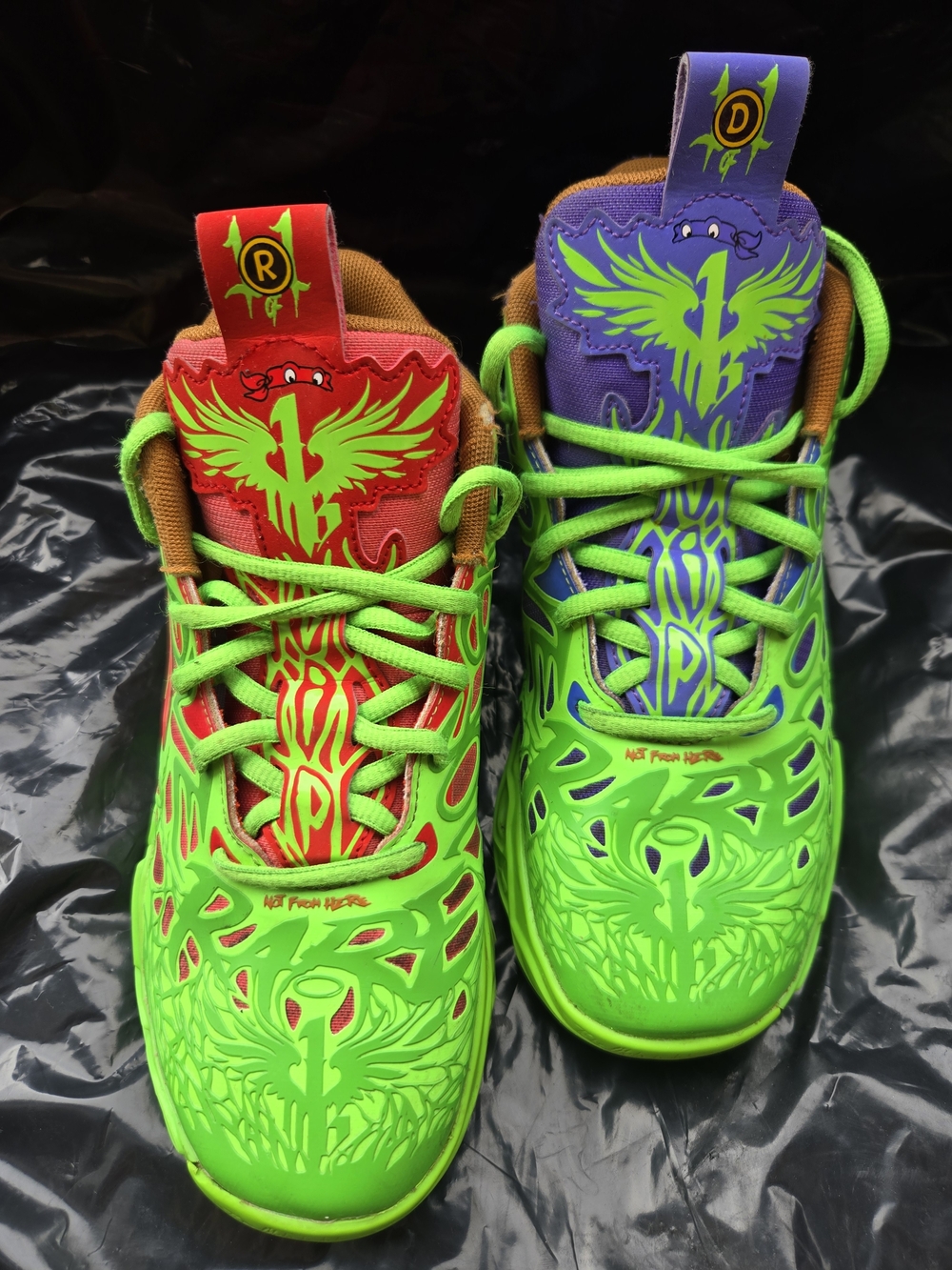 Kids Neon Green Red & Purple Lace-Up Athletic Shoes